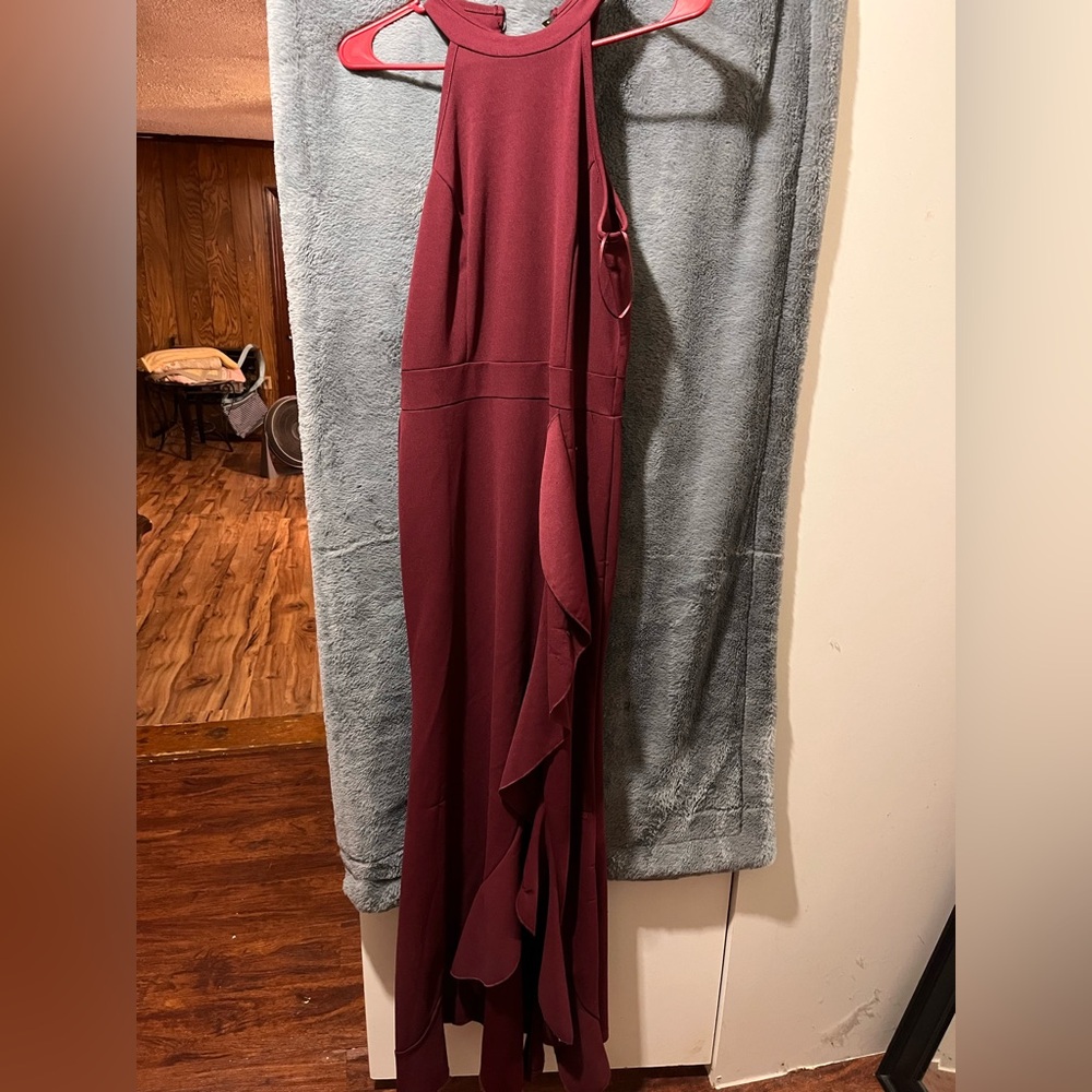 Elegant Burgundy Halter Wedding Dress